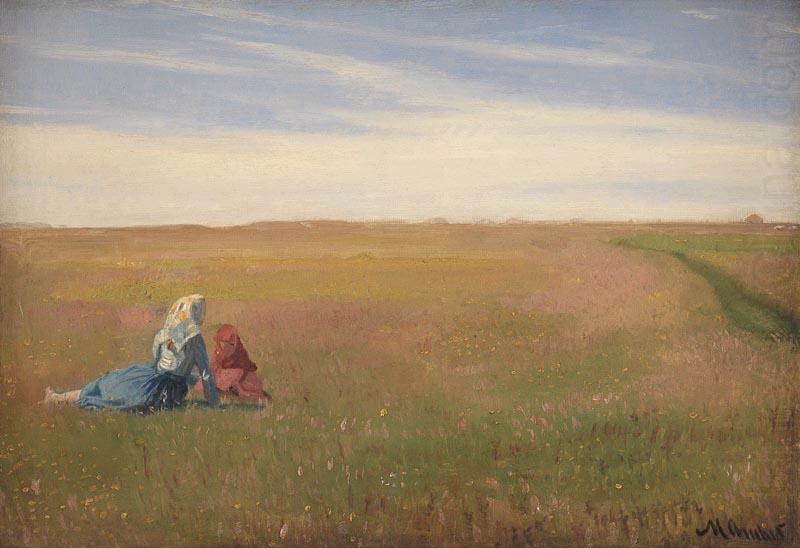 Michael Ancher A Summer Landscape with two Girls china oil painting image